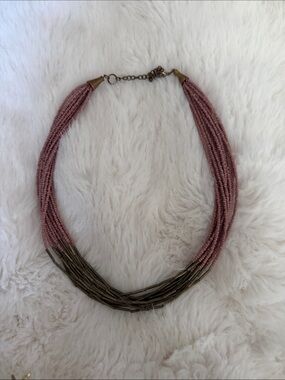 Multi-Strand Pink Beaded Statement Necklace